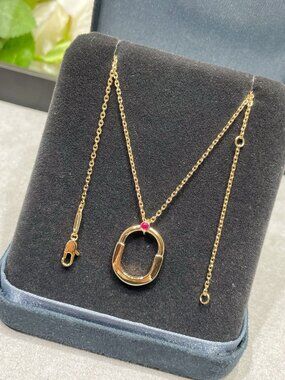 TF Small Lock Pink Diamond Necklace Authentic